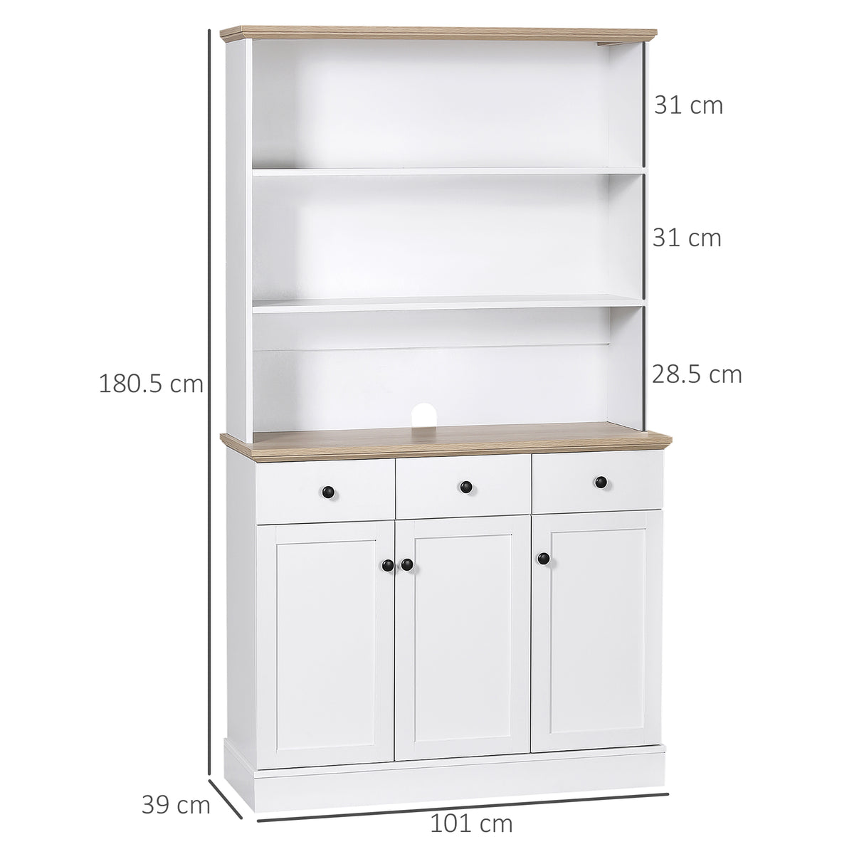 easycomfort easycomfort credenza da cucina in legno bianco con 3 ripiani 3 cassetti e 2 armadietti 101x39x180 5 cm