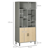 easycomfort easycomfort credenza da cucina in truciolato e metallo con 6 ripiani aperti e armadietto a 2 livelli 76x40x179 cm