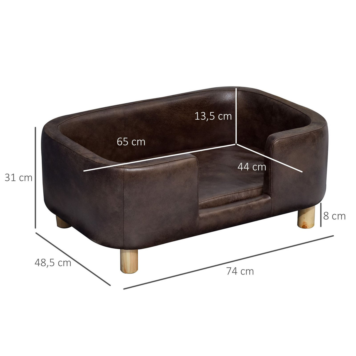 easycomfort easycomfort cuccia divano per cani di piccola e media taglia in legno e gommapiuma marrone scuro 74x48 5x31cm ean 8054144132372
