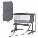 easycomfort easycomfort culla fianco letto con altezza regolabile lettino co sleeping pieghevole con tessuto a rete e borsa di trasporto 86x50x83cm grigio