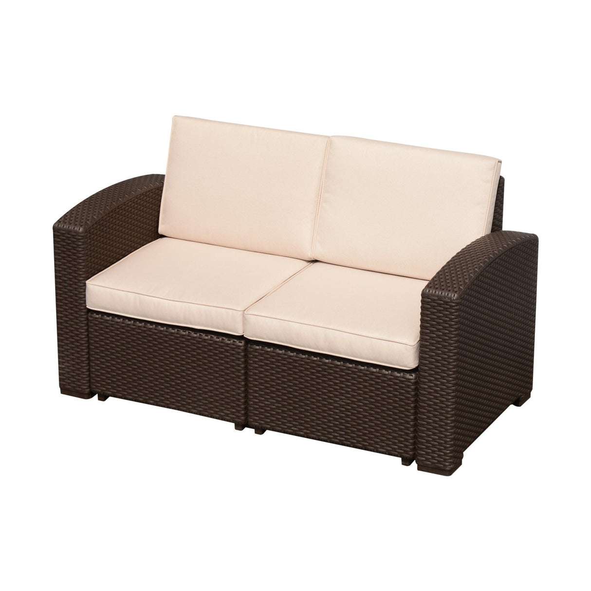easycomfort easycomfort divano a 2 posti in pe rattan con cuscini marrone 141x71x75cm ean 8055776915661