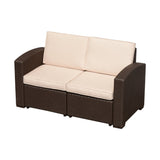 easycomfort easycomfort divano a 2 posti in pe rattan con cuscini marrone 141x71x75cm ean 8055776915661