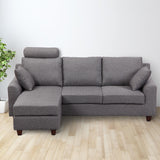 easycomfort easycomfort divano a 3 posti con poggiapiedi e cuscini in tessuto grigio scuro 194x80x86cm ean 8055776915630