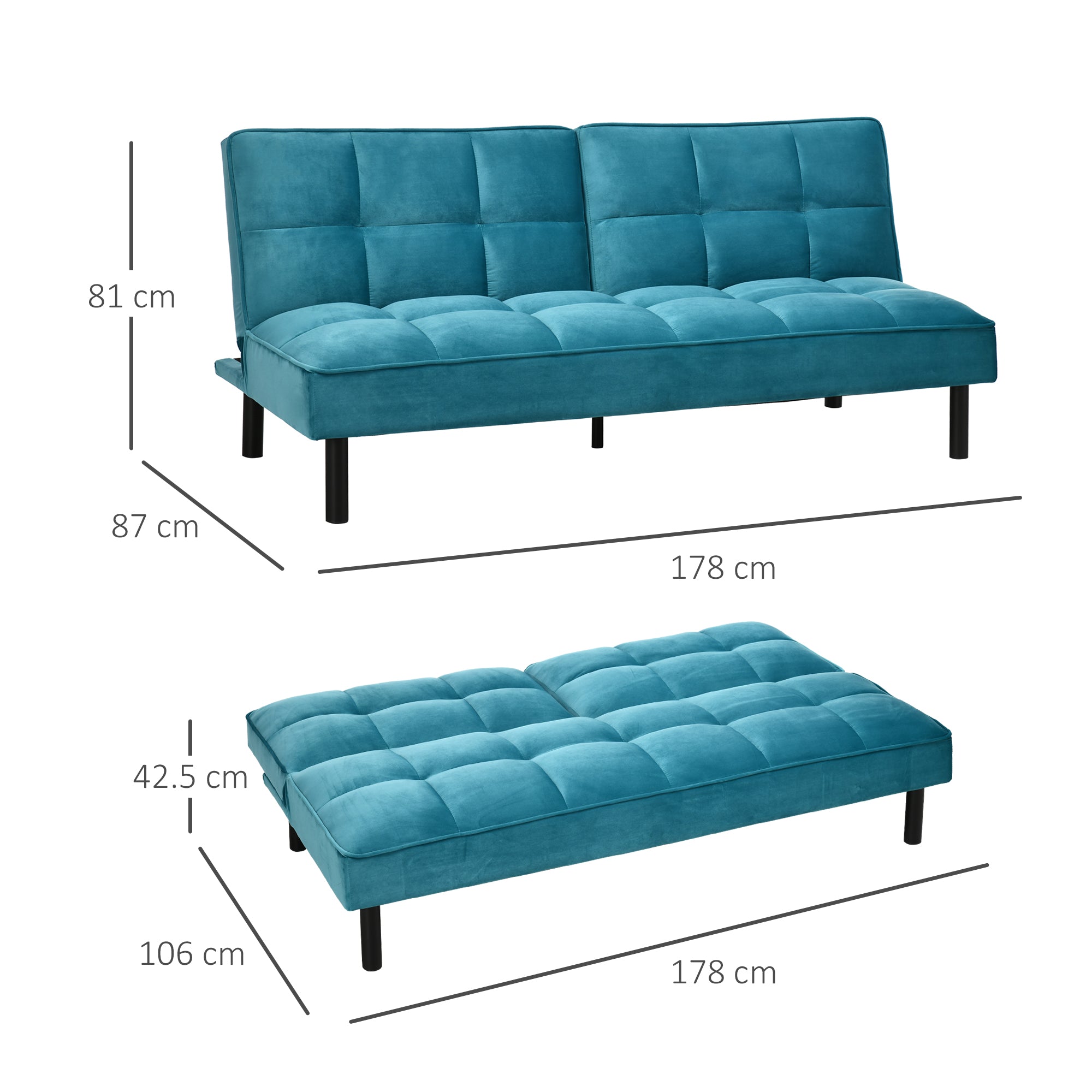 EASYCOMFORT Divano Letto Singolo con Mensole Laterali, Seduta 3