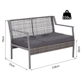 easycomfort easycomfort divano panchina da giardino a 2 posti in rattan e alluminio grigio 118 x 75 x 79 cm ean 8054144136691