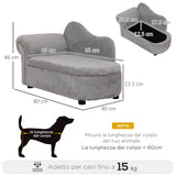 easycomfort easycomfort divano per cani e gatti con vano contenitore e rivestimento vellutato 80x40x46cm grigio scuro