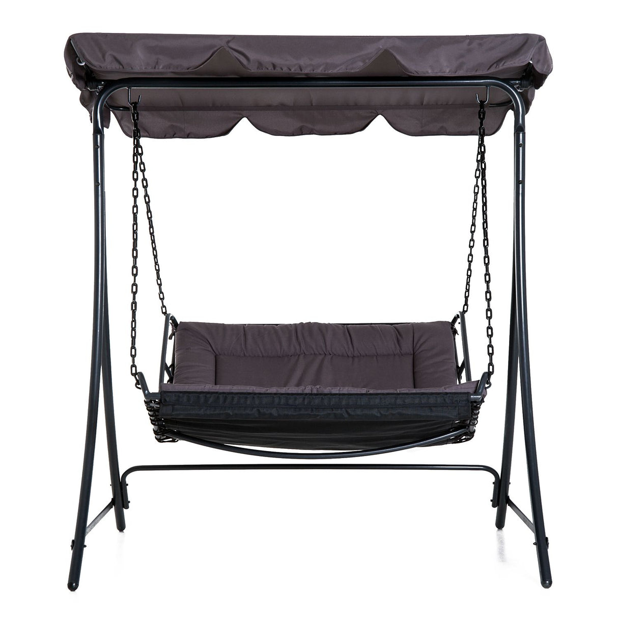 easycomfort easycomfort dondolo 2 posti da giardino e terrazzo con seduta inclinata e tettuccio parasole poliestere nero 160x117x173cm ean 8055776913018