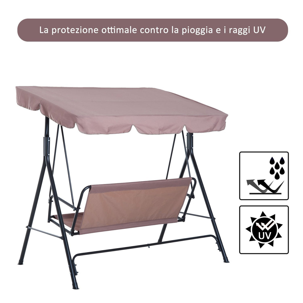 easycomfort easycomfort dondolo con tettuccio parasole inclinabile in acciaio marrone ean 8054144130415