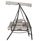 easycomfort easycomfort dondolo da giardino 3 posti con tetto reclinabile convertibile in letto 209x114x170cm beige