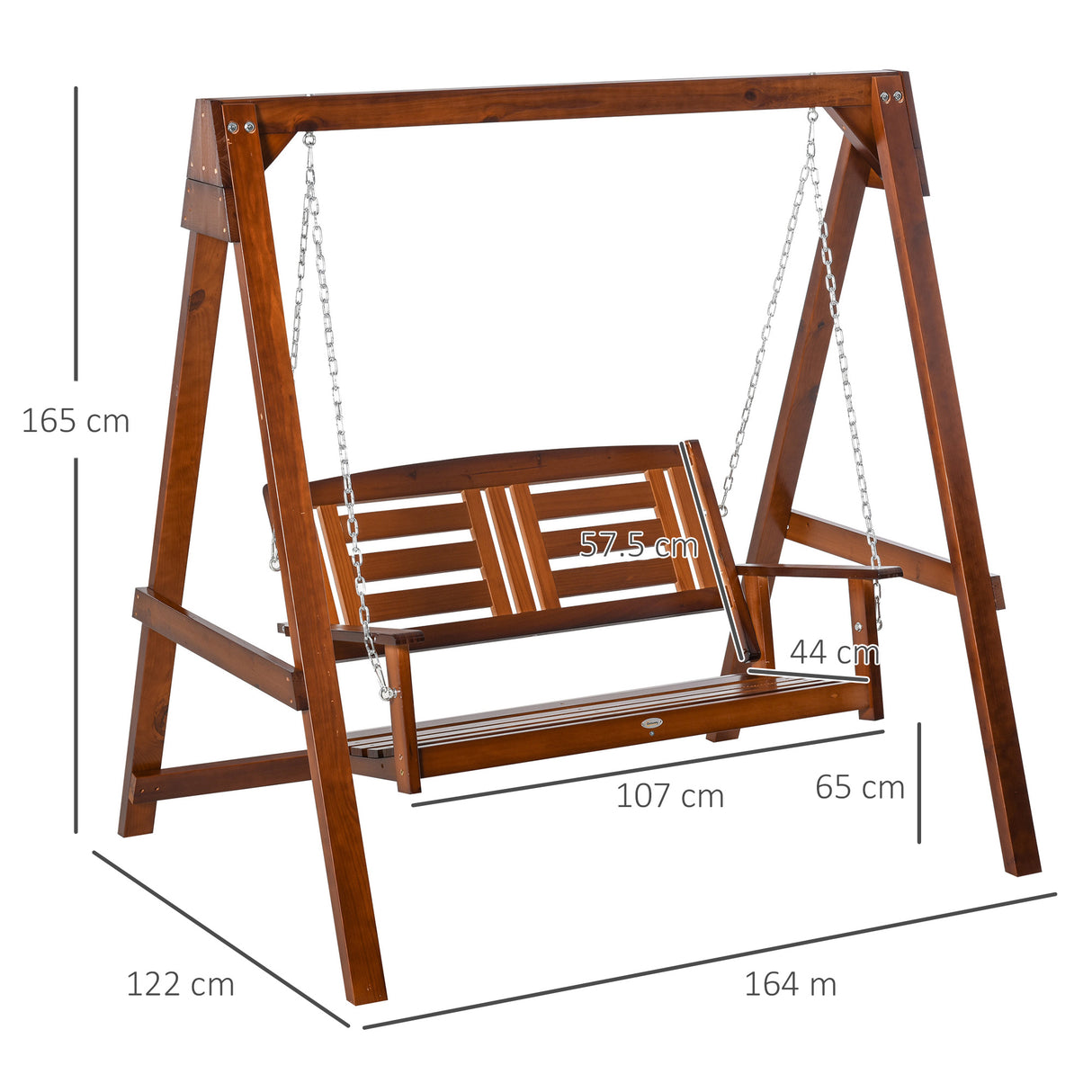 easycomfort easycomfort dondolo da giardino in legno a 2 posti con catene in metallo arredamento da esterno color teak 160x121x165cm