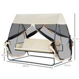 easycomfort easycomfort dondolo letto 3 posti ribaltabile esterno con zanzariera caffe chiaro