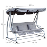 easycomfort easycomfort dondolo reclinabile 3 posti con tetto in poliestere grigio