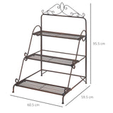 easycomfort easycomfort fioriera da esterni a 3 livelli salvaspazio struttura in metallo 60 5x59 5x95 5cm marrone