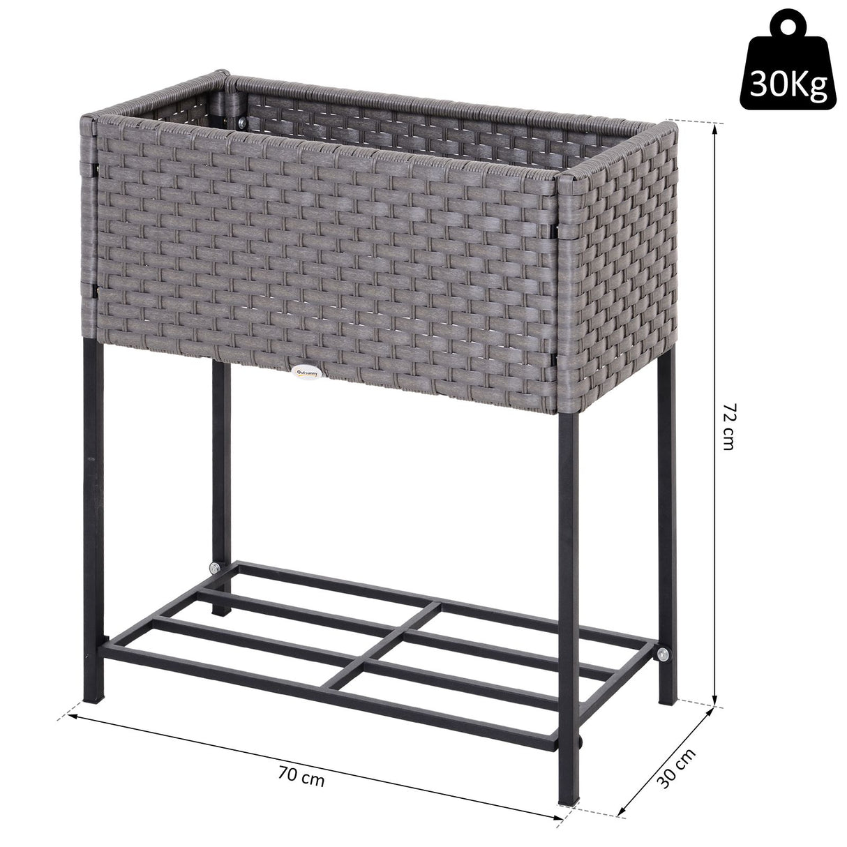 easycomfort easycomfort fioriera effetto vimini con ripiano grigio 70cm x 30cm x 72cm ean 8054144132303