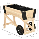 easycomfort easycomfort fioriera rialzata a 2 ruote da esterno in legno naturale per fiori e piante da giardino