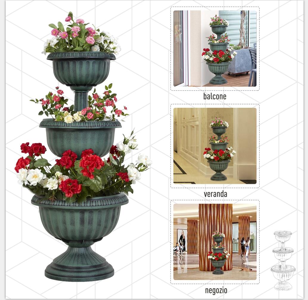 easycomfort easycomfort fioriera su 3 livelli con forma a fontana verde antico 43 x 98 5 cm ean 8054111847131