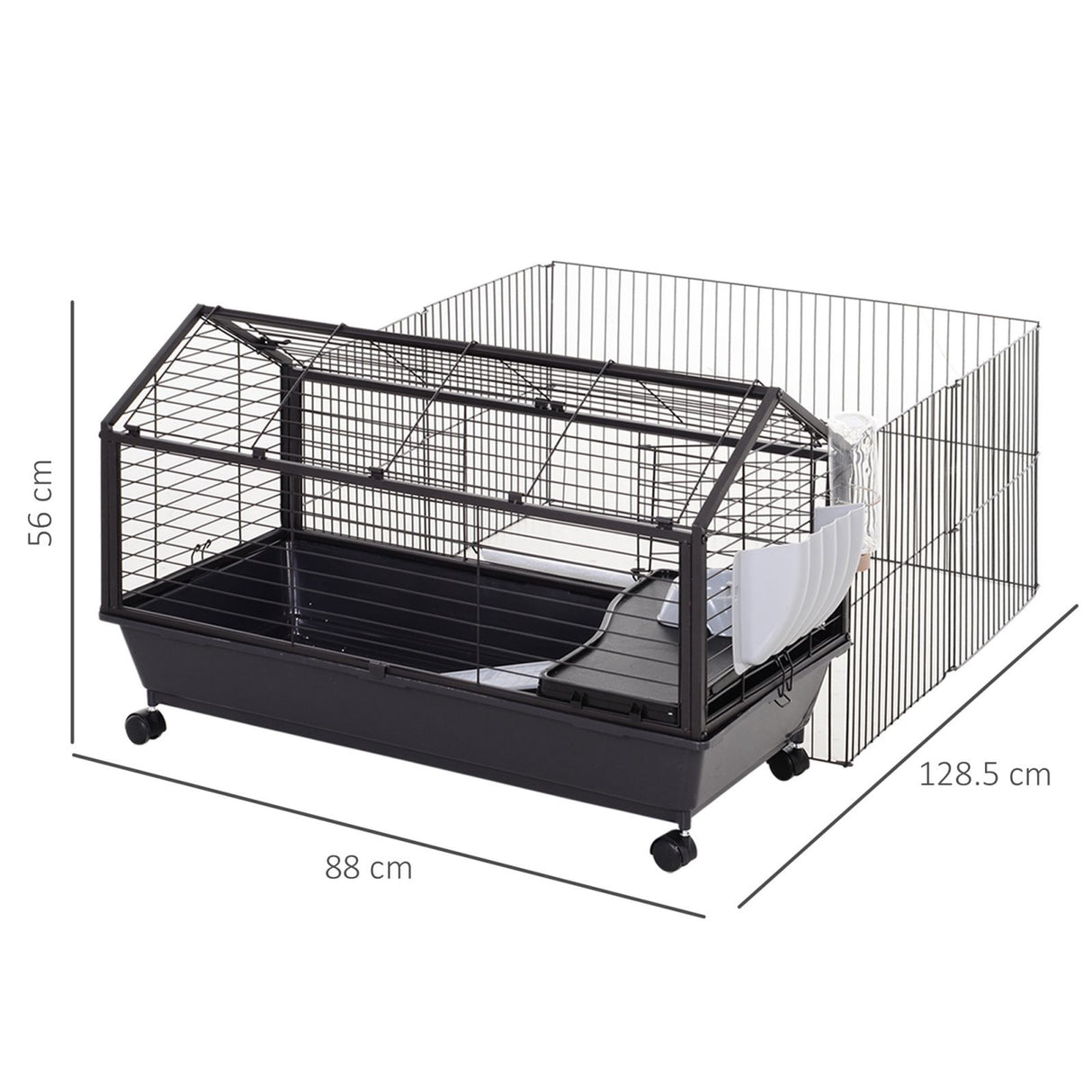 easycomfort easycomfort gabbia per conigli cincilla porcellini dindia e roditori per interni in metallo nero 88x128 5x56cm