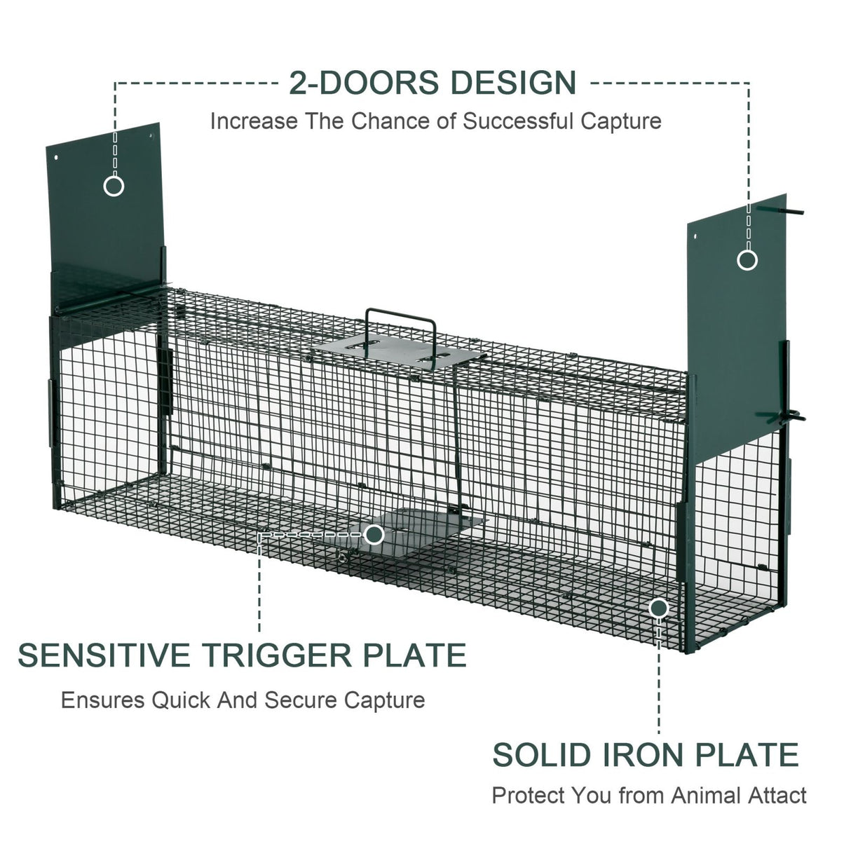 easycomfort easycomfort gabbia trappola per animali vivi con doppia porta 100x25x28cm verde scuro ean 8054111840934