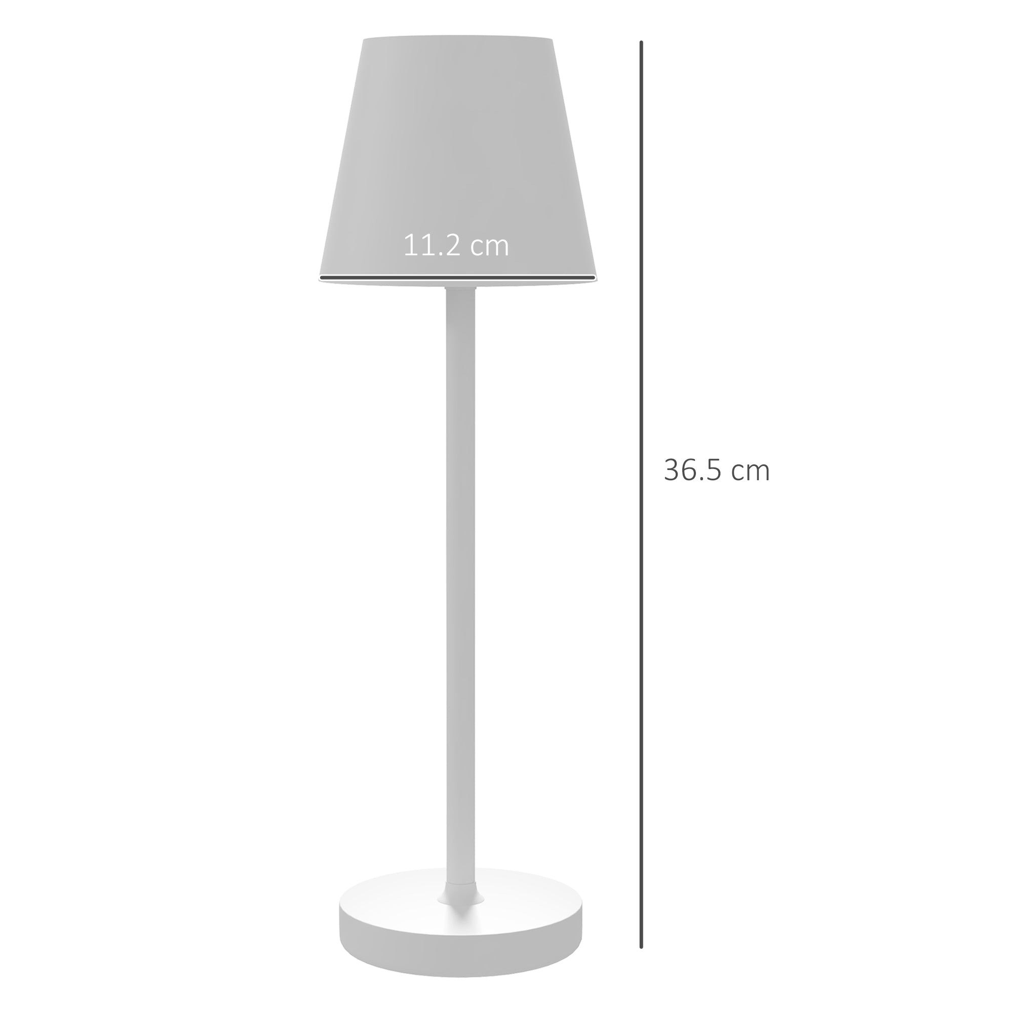 EASYCOMFORT Lampada da Tavolo Portatile in Acrilico e Metallo da 3600mAh  con Cavo di Ricarica, Ø11.2x36.5 cm, Bianco