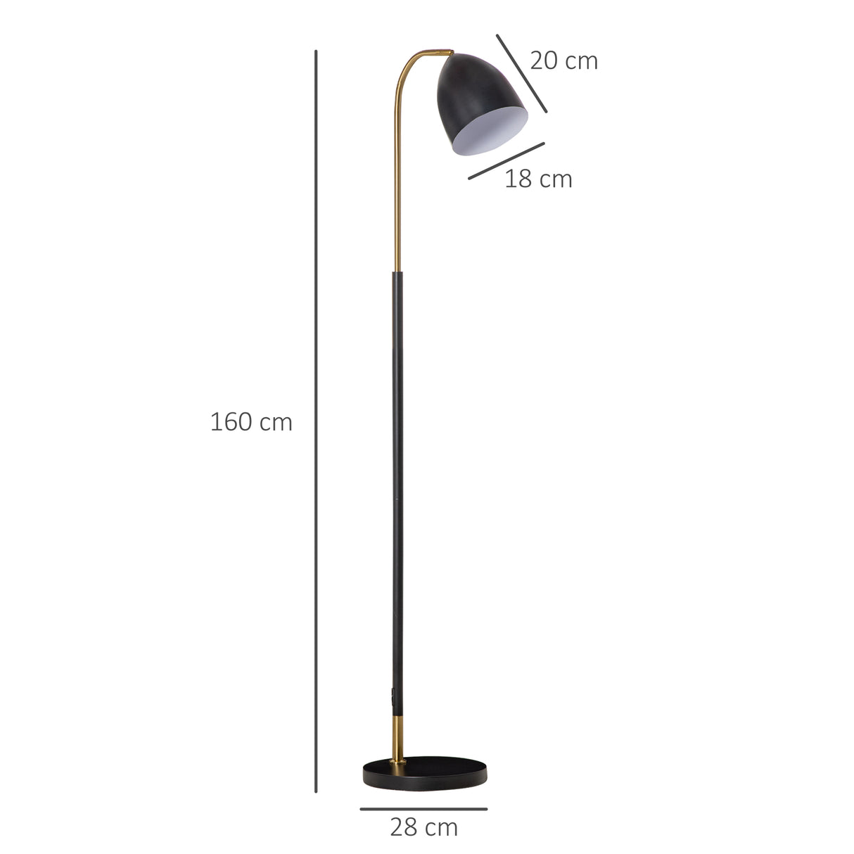 easycomfort easycomfort lampada da terra ad arco con paralume regolabile in metallo 43x28x160cm nero e oro