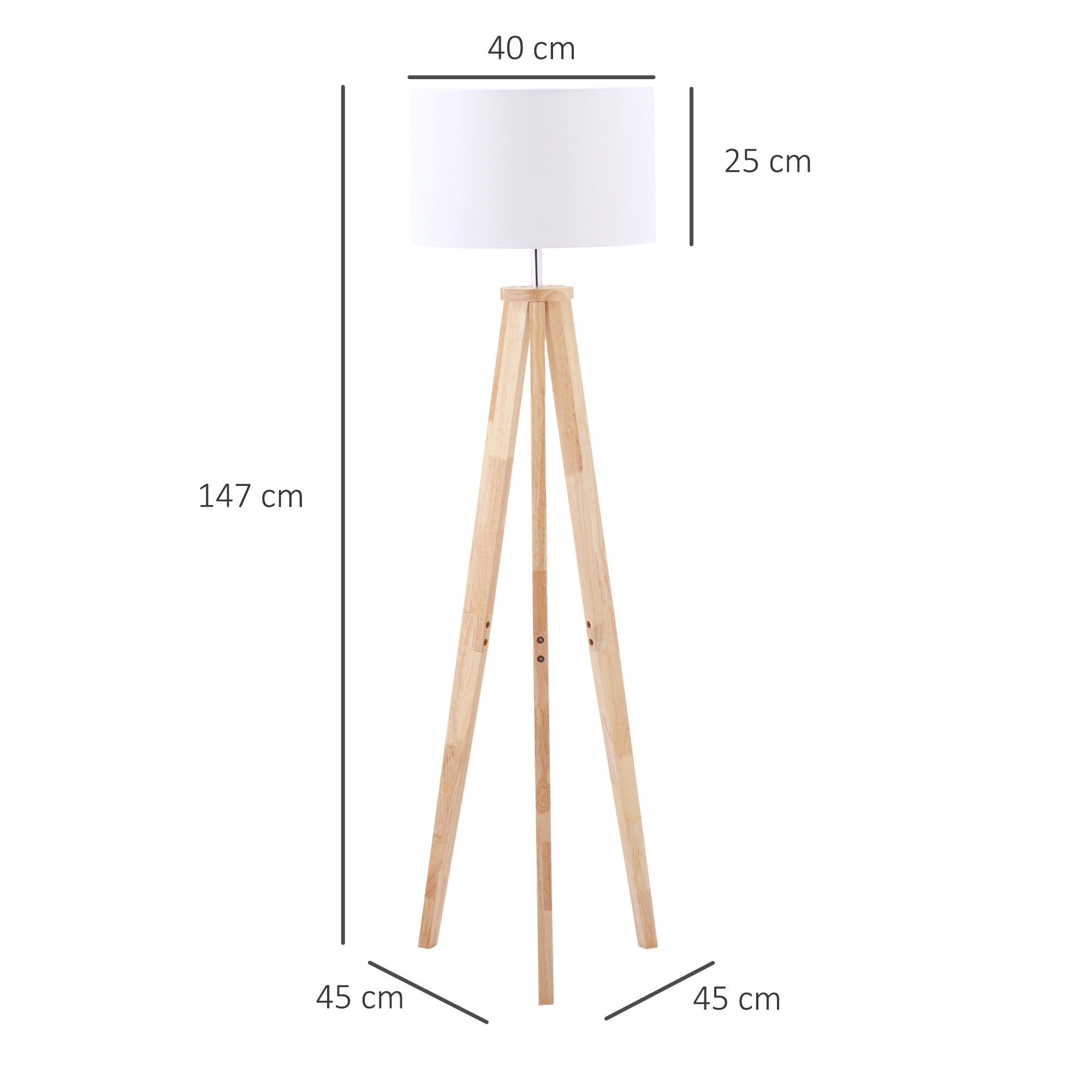 EASYCOMFORT Lampada da Terra con Base Treppiede in Legno e