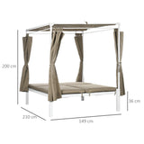 easycomfort easycomfort lettino prendisole 2 posti con tettuccio tende protettive e schienale regolabile 210x149x200 cm