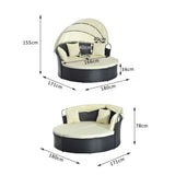 easycomfort easycomfort lettino prendisole conchiglia con poggiapiedi e tenda parasole in pe rattan nero