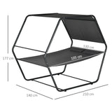 easycomfort easycomfort lettino prendisole reclinabile a 2 posti in acciaio con cuscino e tetto parasole 210x140x177 cm grigio