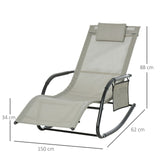 easycomfort easycomfort lettino sdraio a dondolo da giardino con poggiatesta e tasca laterale nero e grigio ean 8054144135120