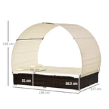 easycomfort easycomfort lettino sdraio da giardino doppia con tettuccio e schienale reclinabile in rattan pe marrone ecrema