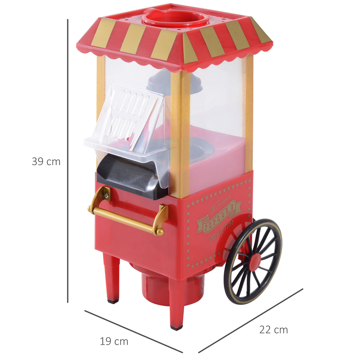 easycomfort easycomfort macchina per pop corn 1200w stile retro con vaschetta in alluminio 22x19x39cm rosso