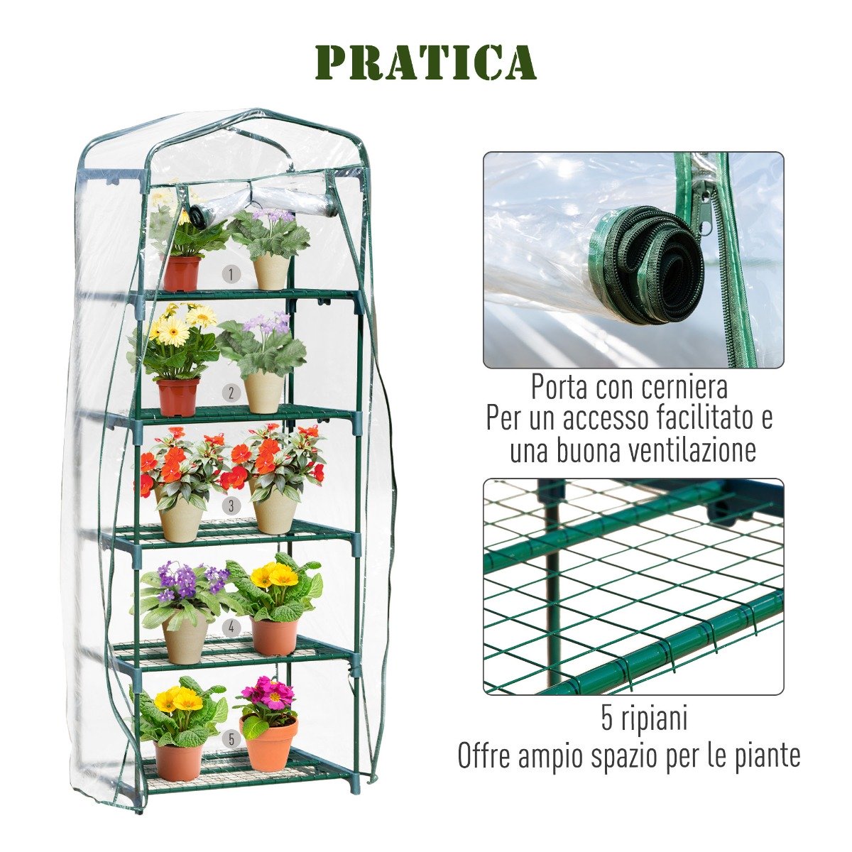 easycomfort easycomfort mini serra da giardino e terrazza a 5 ripiani acciaio e pvc ean 8054111840873