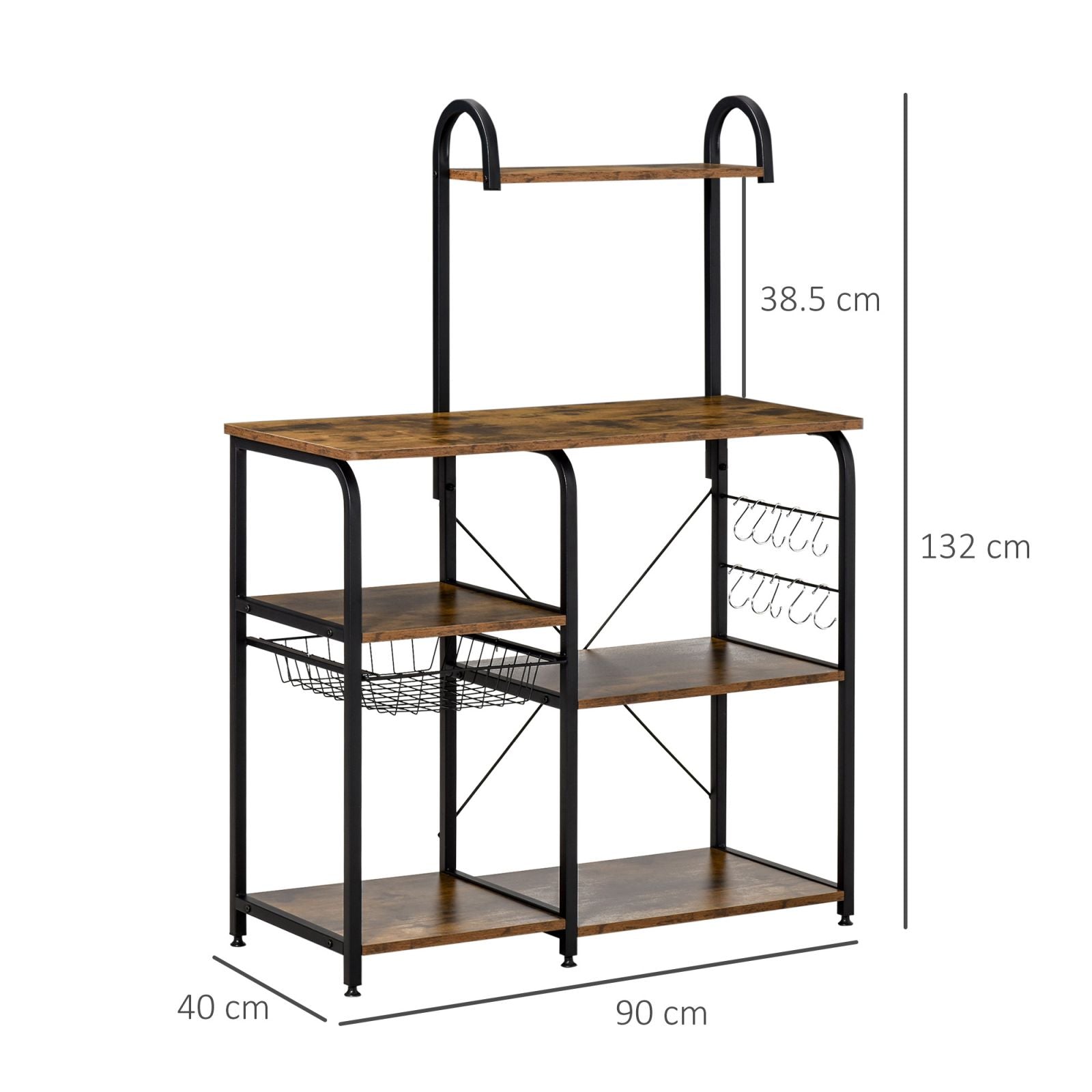 EASYCOMFORT Mobile Cucina con Cestino Estraibile 6 Ripiani 4 Ganci