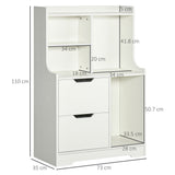 easycomfort easycomfort mobile dispensa in mdf con 2 cassetti e ripiani aperti per soggiorno ingresso e cucina 73x35x110 cm bianco