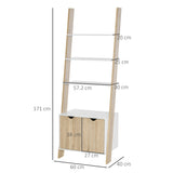 easycomfort easycomfort mobile libreria a scala con 3 mensole e armadietto scaffale moderno stile nordico in legno 60x40x171cm rovere e bianco