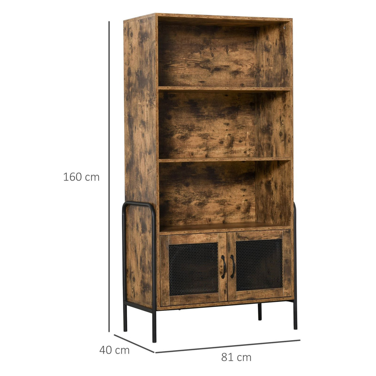 easycomfort easycomfort mobile libreria design industriale con ripiani e armadietto in legno e metallo marrone e nero 81x40x160cm