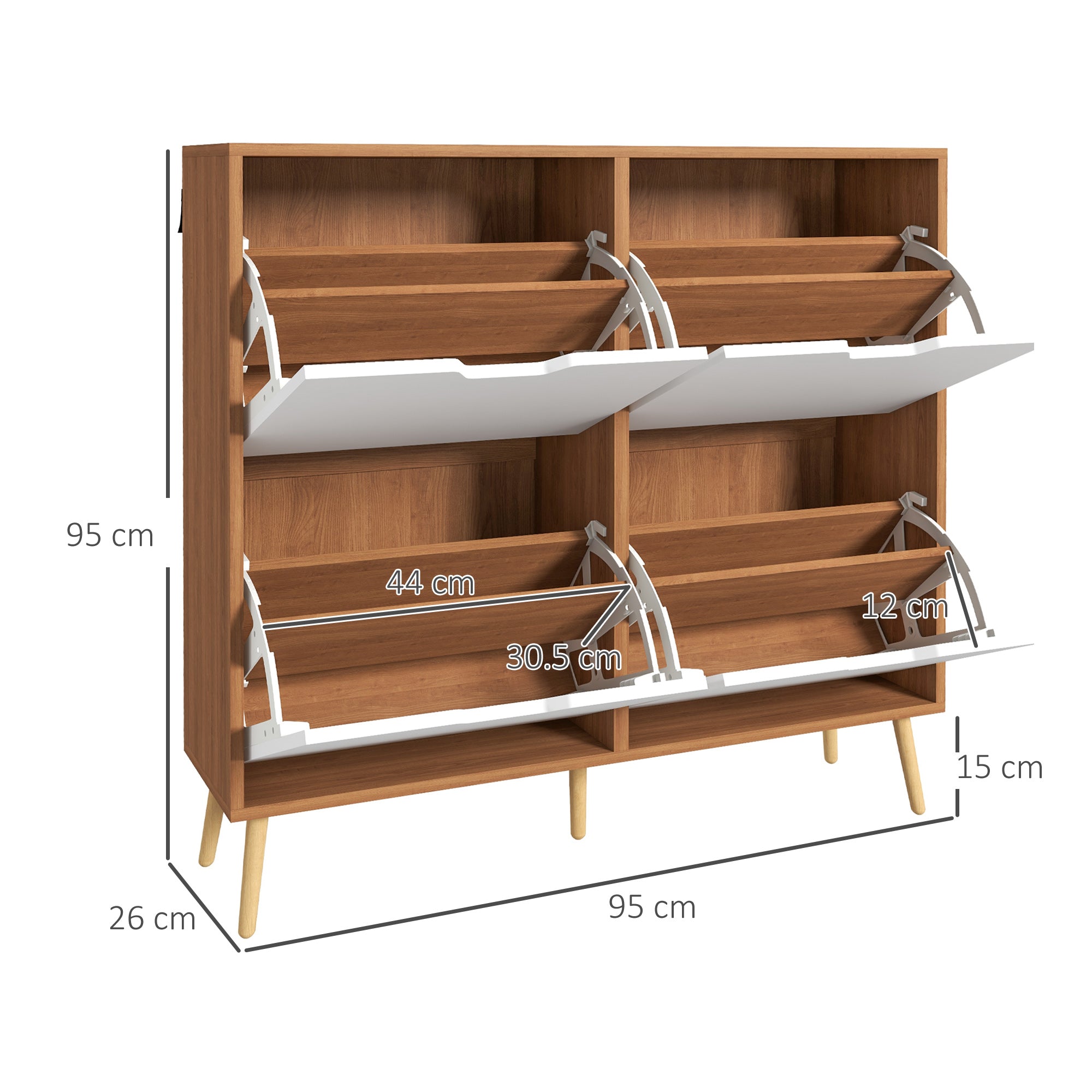 EASYCOMFORT Mobile Scarpiera in Truciolato con 2 Ripiani Interni Regolabili  e 2 Cassetti, 80x30x91.5 cm