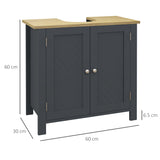 easycomfort easycomfort mobile sottolavabo in truciolato e mdf a 2 ante con ripiano interno regolabile 60x30x60 cm grigio