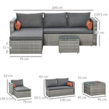 easycomfort easycomfort mobili da giardino set 3 pezzi in rattan pe con 2 divani e tavolino da caffe grigio