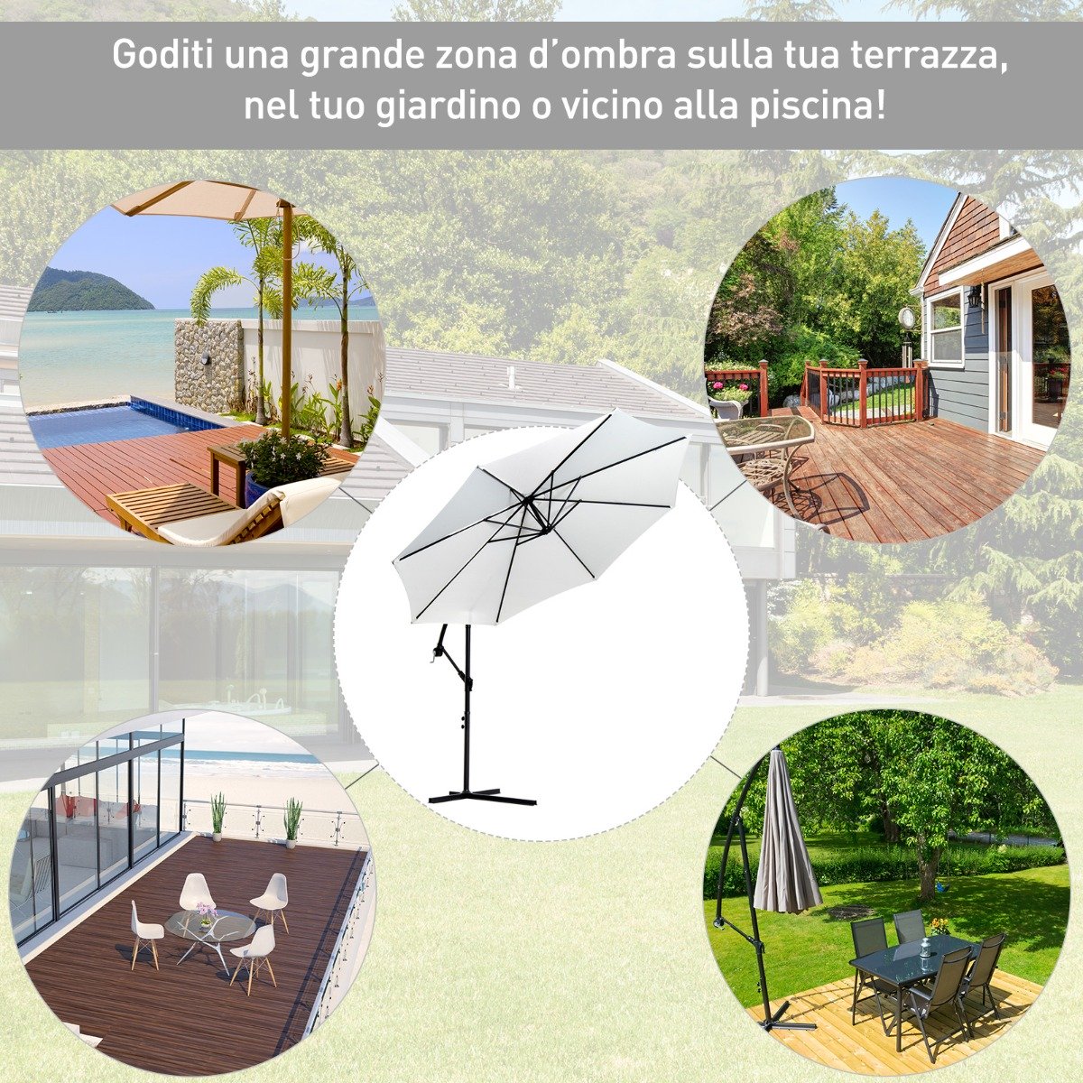 easycomfort easycomfort ombrellone da giardino a braccio con manovella 3x2 5m bianco ean 8054144134239