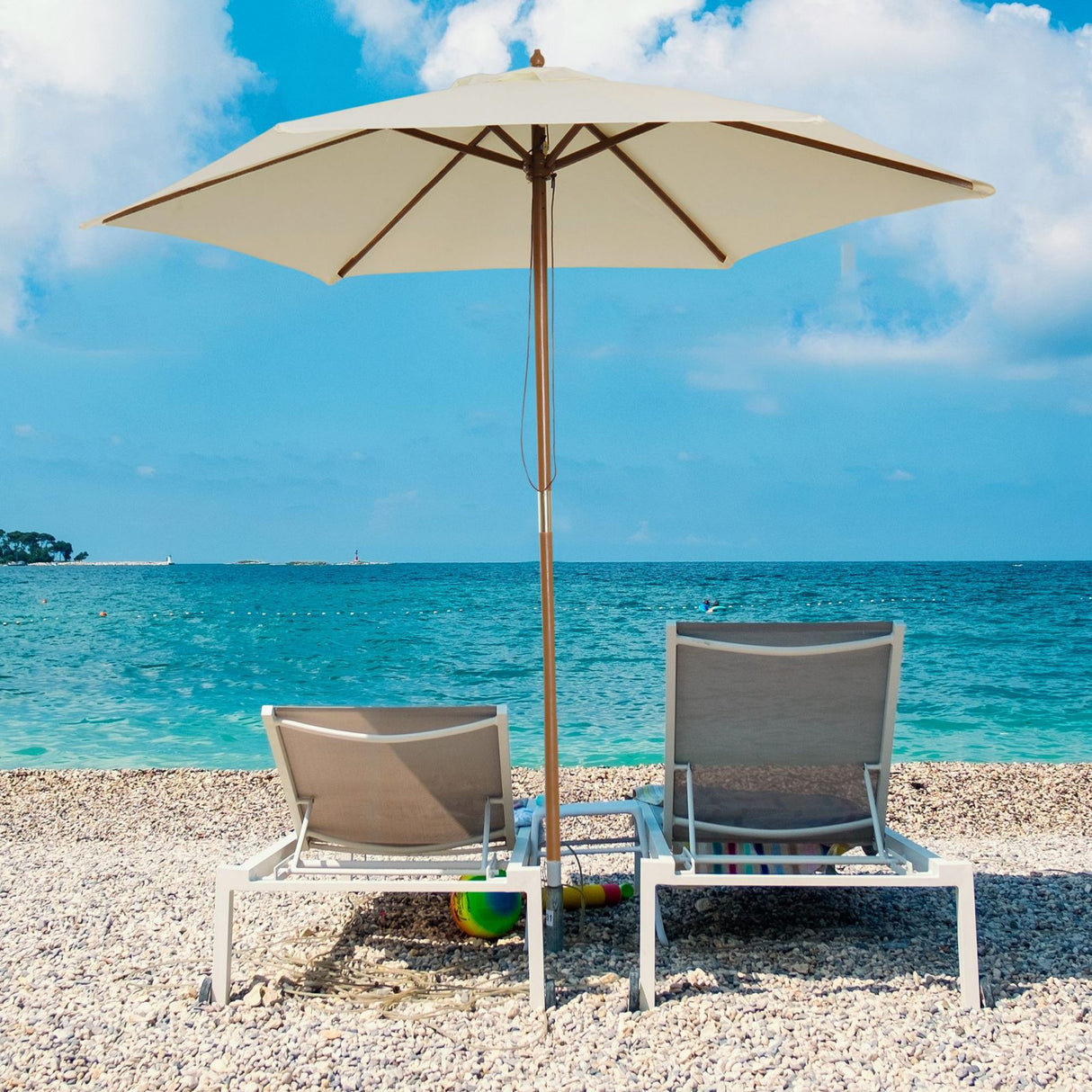 easycomfort easycomfort ombrellone da giardino e terrazza in legno poliestere 2 5x2 3m beige ean 8055776912929