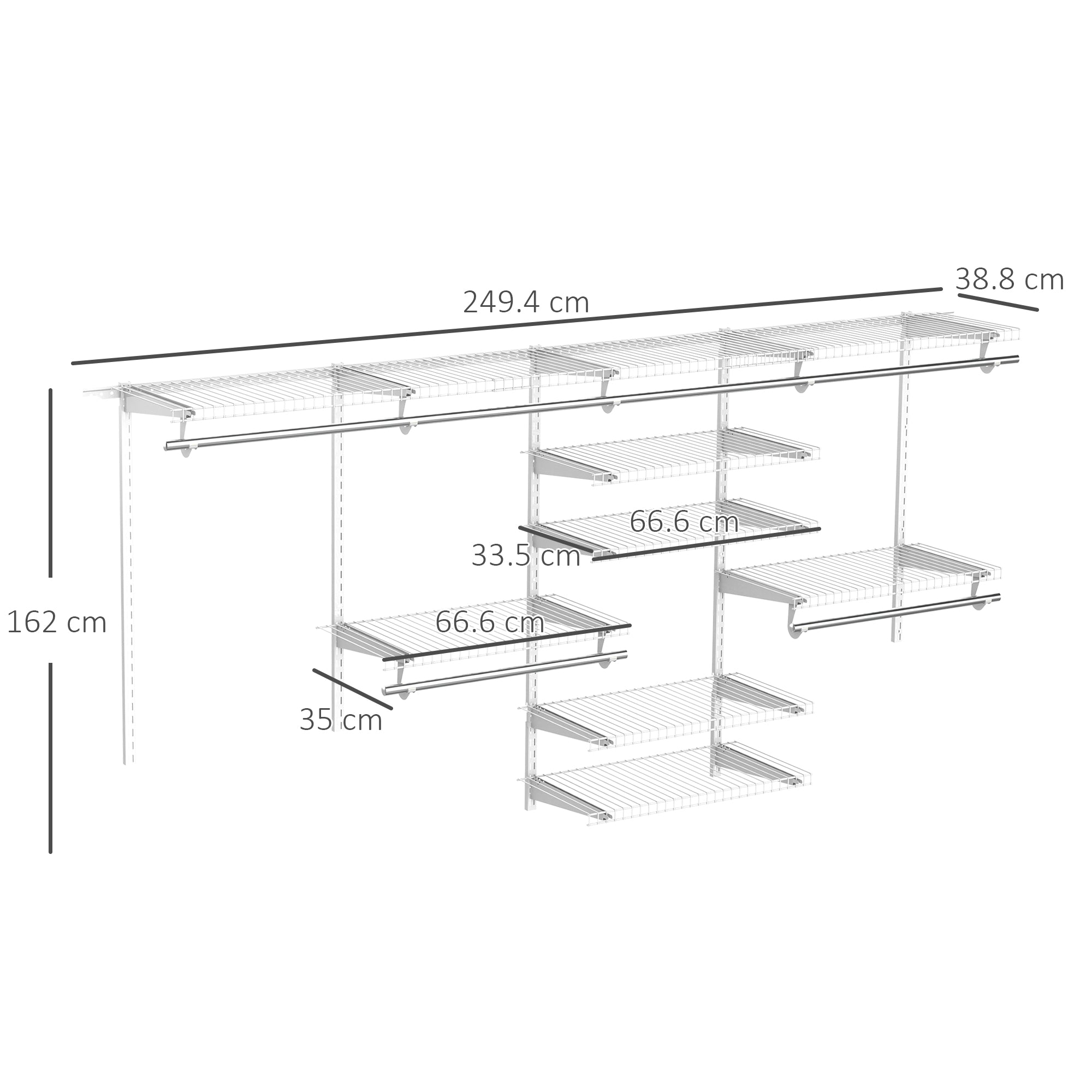 EASYCOMFORT Organizer in Acciaio Montato a Muro con 9 Ripiani