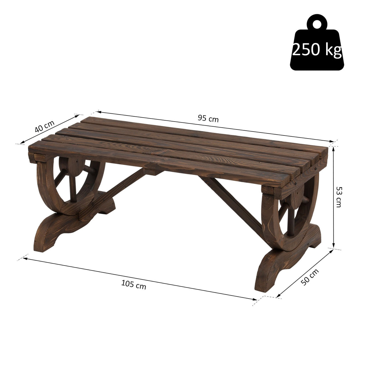 easycomfort easycomfort panca 2 posti esterno in legno di abete effetto bruciato 105x50x53cm ean 8054144130354