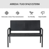 easycomfort easycomfort panchina da esterno in pe rattan nero 2 posti 122x60x87cm ean 8055776911861