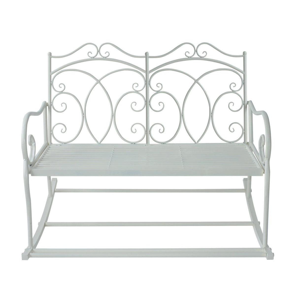 easycomfort easycomfort panchina in ferro a dondolo da giardino stile shabby bianco 102x74 5x78cm ean 8054144138411