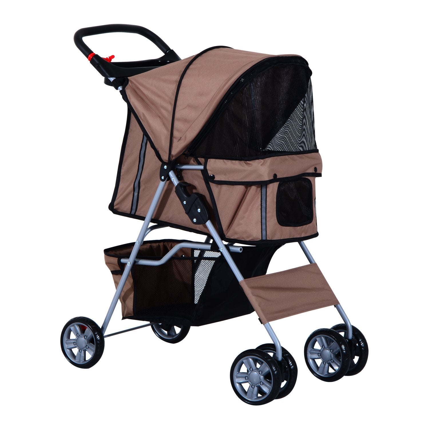 EASYCOMFORT Passeggino per Cani Pieghevole in Tessuto con Cestino e  Portabicchieri, 75x45x97 cm, Blu