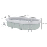 easycomfort easycomfort piscina fuori terra con telaio in acciaio filtro e scaletta per 8 persone 540x304x106cm grigio