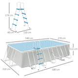 easycomfort easycomfort piscina fuori terra in acciaio e pvc rinforzato con filtro 580x310x122cm grigio chiaro