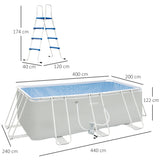 easycomfort easycomfort piscina fuori terra rettangolare con pompa filtro a nanosfere e scaletta incluse 440x240x122cm grigia