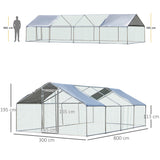 easycomfort easycomfort pollaio per galline in metallo zincato con copertura resistente acqua e raggi uv 300x800x195cm